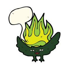 cartoon spooky vampire bat with thought bubble N4