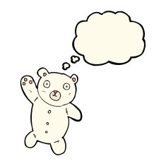 cartoon cute polar teddy bear with thought bubble N4