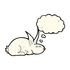 cartoon rabbit with thought bubble N66
