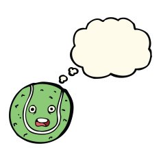 cartoon tennis ball with thought bubble N4
