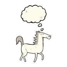 cartoon horse with thought bubble N25