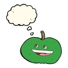 cartoon happy apple with thought bubble N7