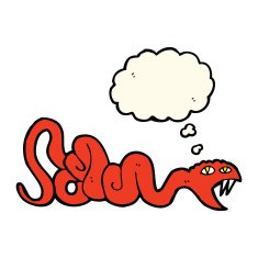 cartoon snake with thought bubble N42