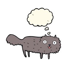 cartoon furry cat with thought bubble N7