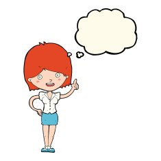 cartoon woman with idea thought bubble N186
