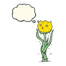cartoon flower with thought bubble N28