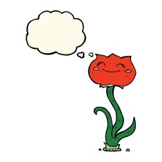 cartoon flower with thought bubble N29