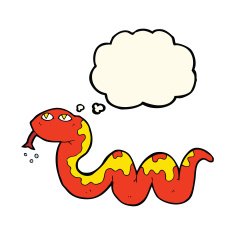cartoon snake with thought bubble N43