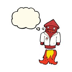 cartoon firework in business suit with thought bubble N7