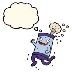 cartoon crazy soda can with thought bubble N7