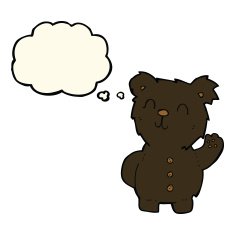 cartoon black bear with thought bubble N50