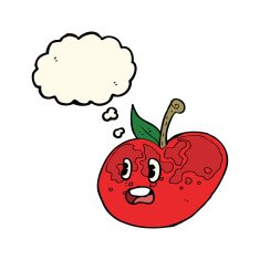 cartoon apple with thought bubble N28
