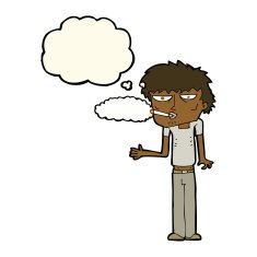 cartoon smoker with thought bubble N7