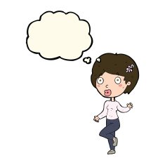 cartoon surprised woman with thought bubble N187
