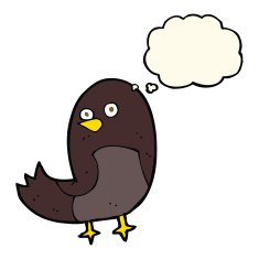 cartoon bird with thought bubble N202