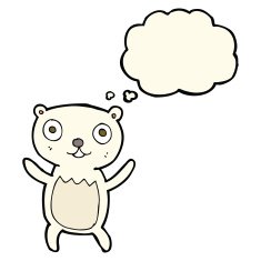 cartoon polar bear cub with thought bubble N53