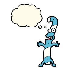 cartoon candy cane with thought bubble N7