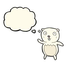 cartoon polar bear cub with thought bubble N54