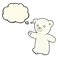 cartoon polar bear cub with thought bubble N55