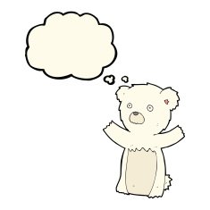 cartoon polar bear cub with thought bubble N56