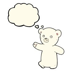 cartoon polar bear cub with thought bubble N57