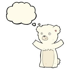 cartoon polar bear cub with thought bubble N58