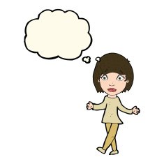 cartoon surprised woman with thought bubble N188
