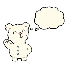 cartoon polar bear with thought bubble N44