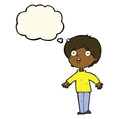cartoon surprised man with thought bubble N89