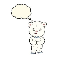 cartoon teddy polar bear with thought bubble N8