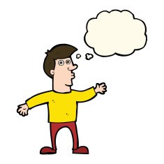 cartoon worried man with thought bubble N73