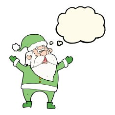 cartoon santa claus with thought bubble N138