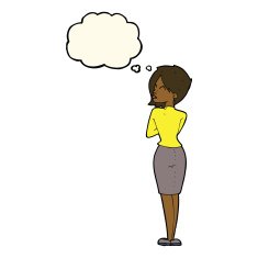 cartoon businesswoman ignoring with thought bubble N7