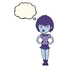 cartoon pretty vampire girl with thought bubble N23