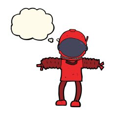 cartoon astronaut with thought bubble N81