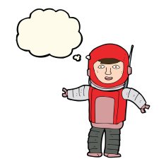 cartoon astronaut with thought bubble N83