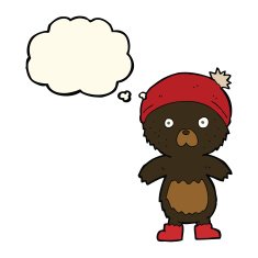 cartoon cute teddy bear with thought bubble N12