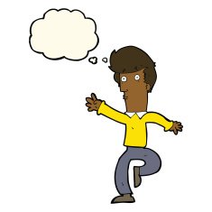 cartoon rushing man with thought bubble N7