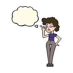 cartoon woman ignoring with thought bubble N24