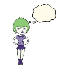 cartoon pretty vampire girl with thought bubble N24