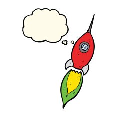 cartoon spaceship with thought bubble N21
