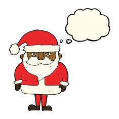 cartoon santa claus with thought bubble N139