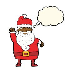 cartoon angry santa claus with thought bubble N13