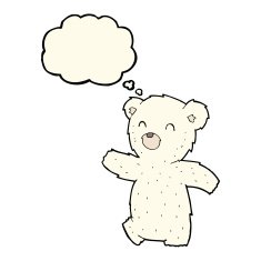 cartoon polar bear with thought bubble N46