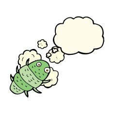 cartoon bug with thought bubble N26