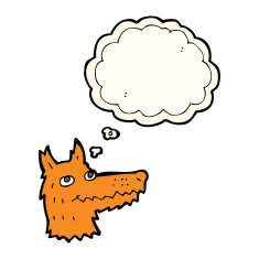 cartoon fox head with thought bubble N11