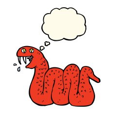 cartoon snake with thought bubble N45