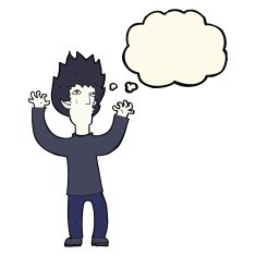 cartoon vampire with thought bubble N100