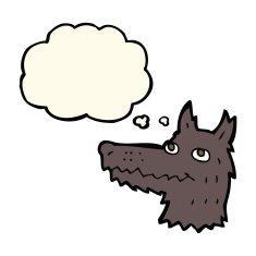 cartoon wolf head with thought bubble N13