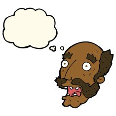 cartoon shocked old man with thought bubble N19
